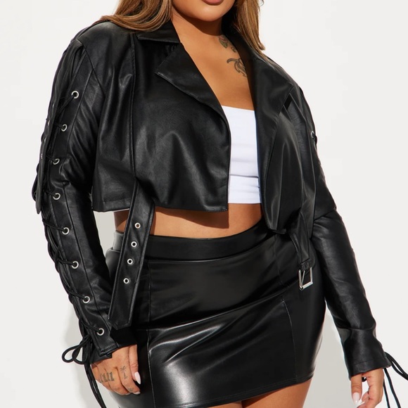 Fashion Nova Jackets & Blazers - Fashion Nova | Lace-Up Detail Faux Leather Jacket